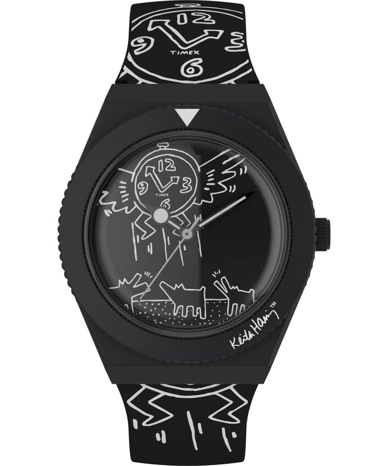タイメックス×キース・ヘリングのコラボ腕時計、時計全体に