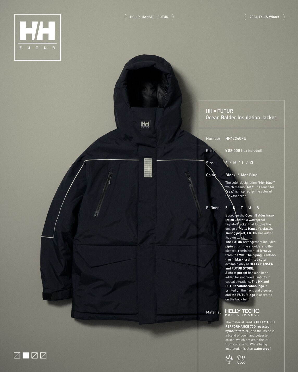 ヘリーハンセン×フューチャー オーシャンバルドールインサレーションジャケット
 (HH×FUTUR Ocean Balder Insulation Jacket) 88,000円 ブラック