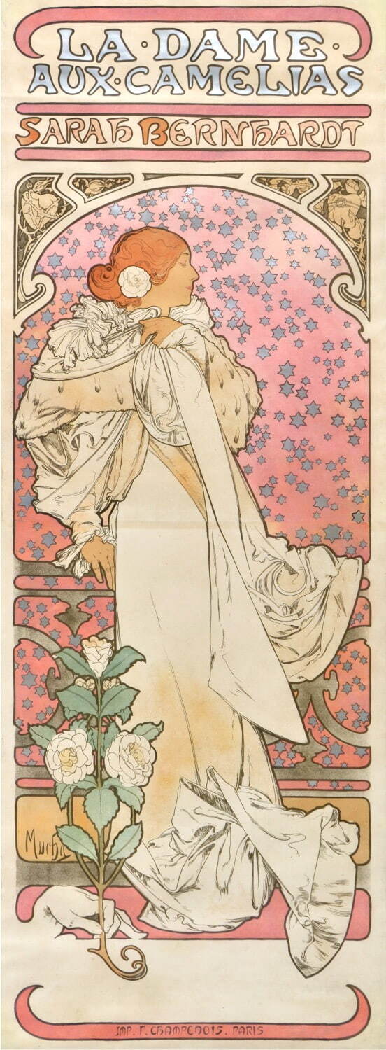 アルフォンス・ミュシャ 《ポスター「椿姫」》
 1896年 リトグラフ／紙 チマル・コレクション