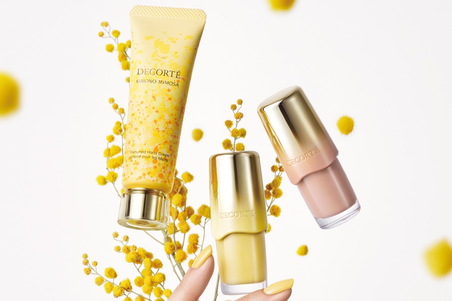 フローラルノート｜コスメデコルテ“ミモザ香る”24年春コスメ、ミモザイエローの限定ネイル＆しっとり潤うハンドクリーム