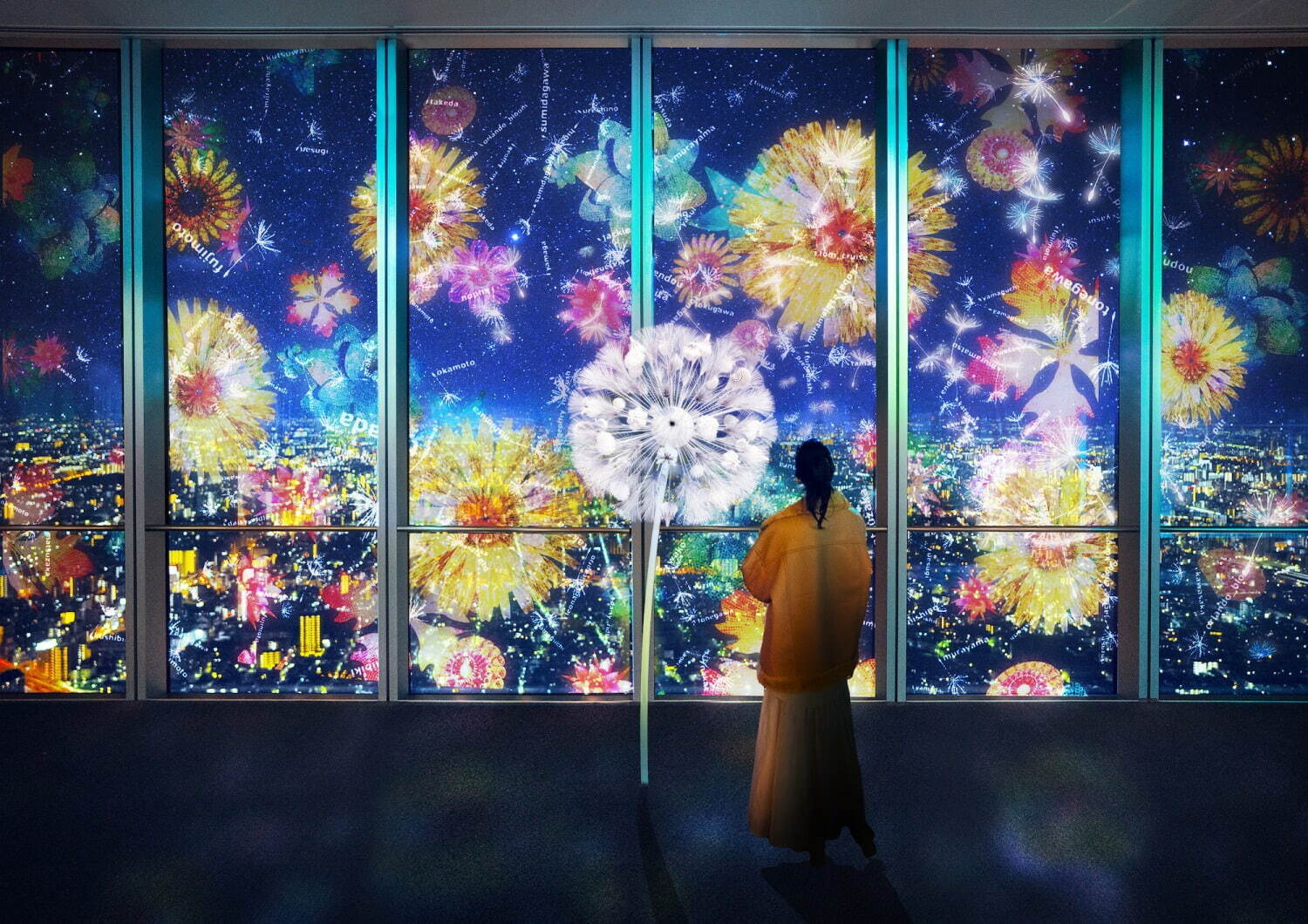 あべのハルカス展望台の夜景にデジタルの花々が咲く、ネイキッドによるプロジェクションマッピングショー｜写真4