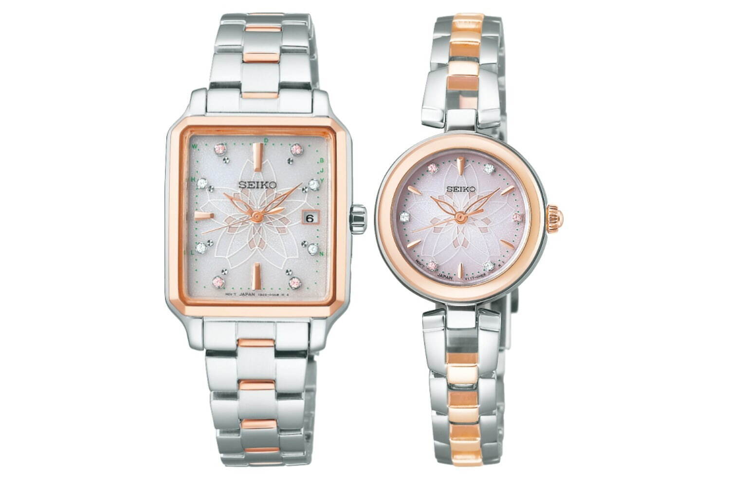 セイコールキア＆セイコーコレクション“桜咲く”限定腕時計、淡いピンク