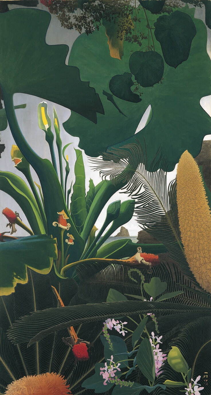 田中一村 《不喰芋と蘇鐵》 昭和48年(1973年)以前 絹本着色 個人蔵
©2024 Hiroshi Niiyama