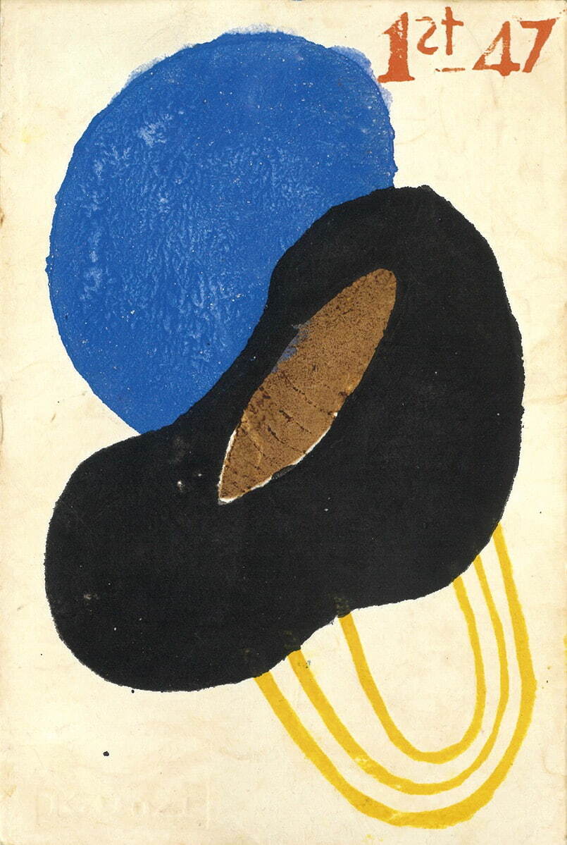 恩地孝四郎 「第13回 榛の会」年賀状 1947年