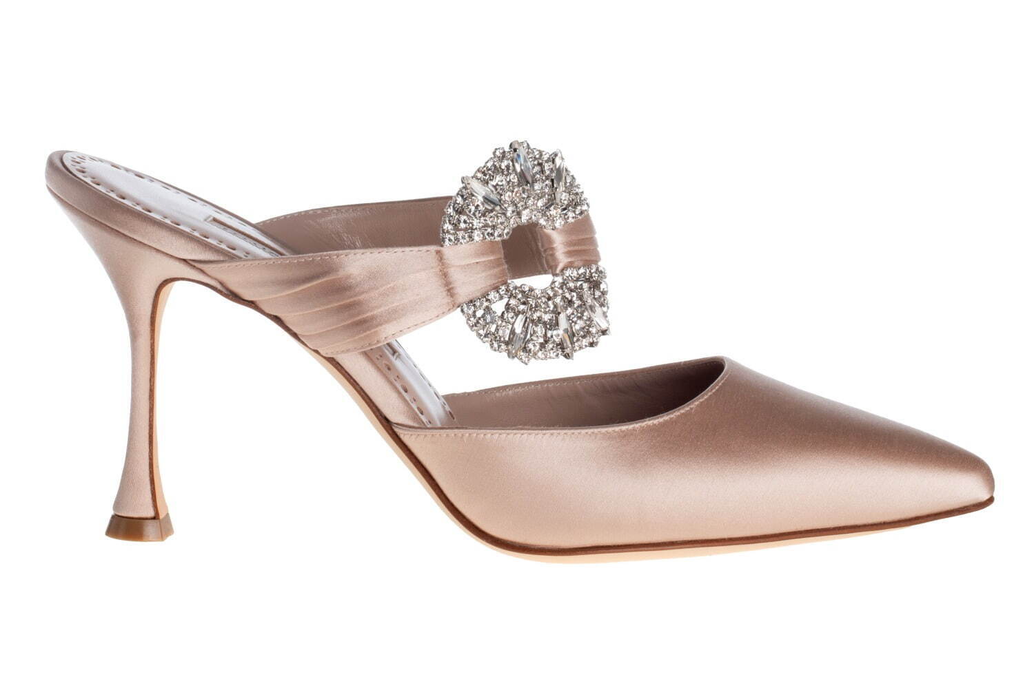 MANOLO BLAHNIK マノロブラニク ハンギシ ミュール パンプス マノロ ブラニク24年春シューズ、パステルブルーの「ハンギシ