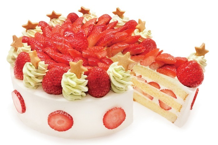 生クリーム｜カフェコムサの23年クリスマスケーキ、“ツリー型”ピスタチオクリームのショート＆苺モンブラン