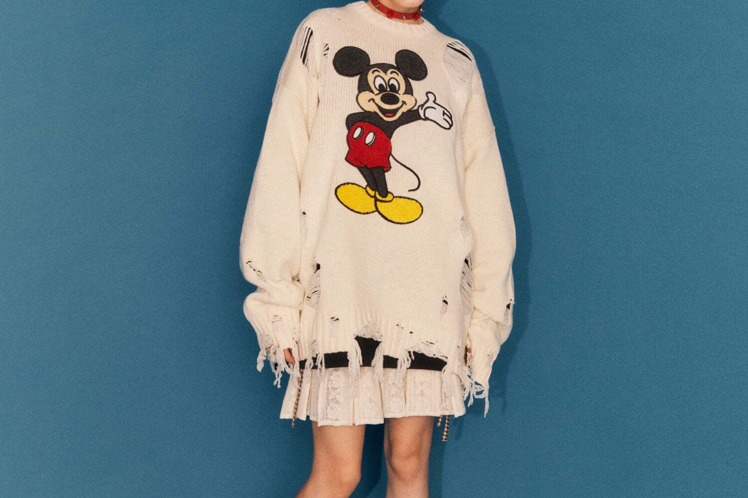 キャンディ ストリッパー ミッキー マウス ダメージ ニット/ディズニー Candy Stripper（キャンディストリッパー）の「MICKEY MOUSE