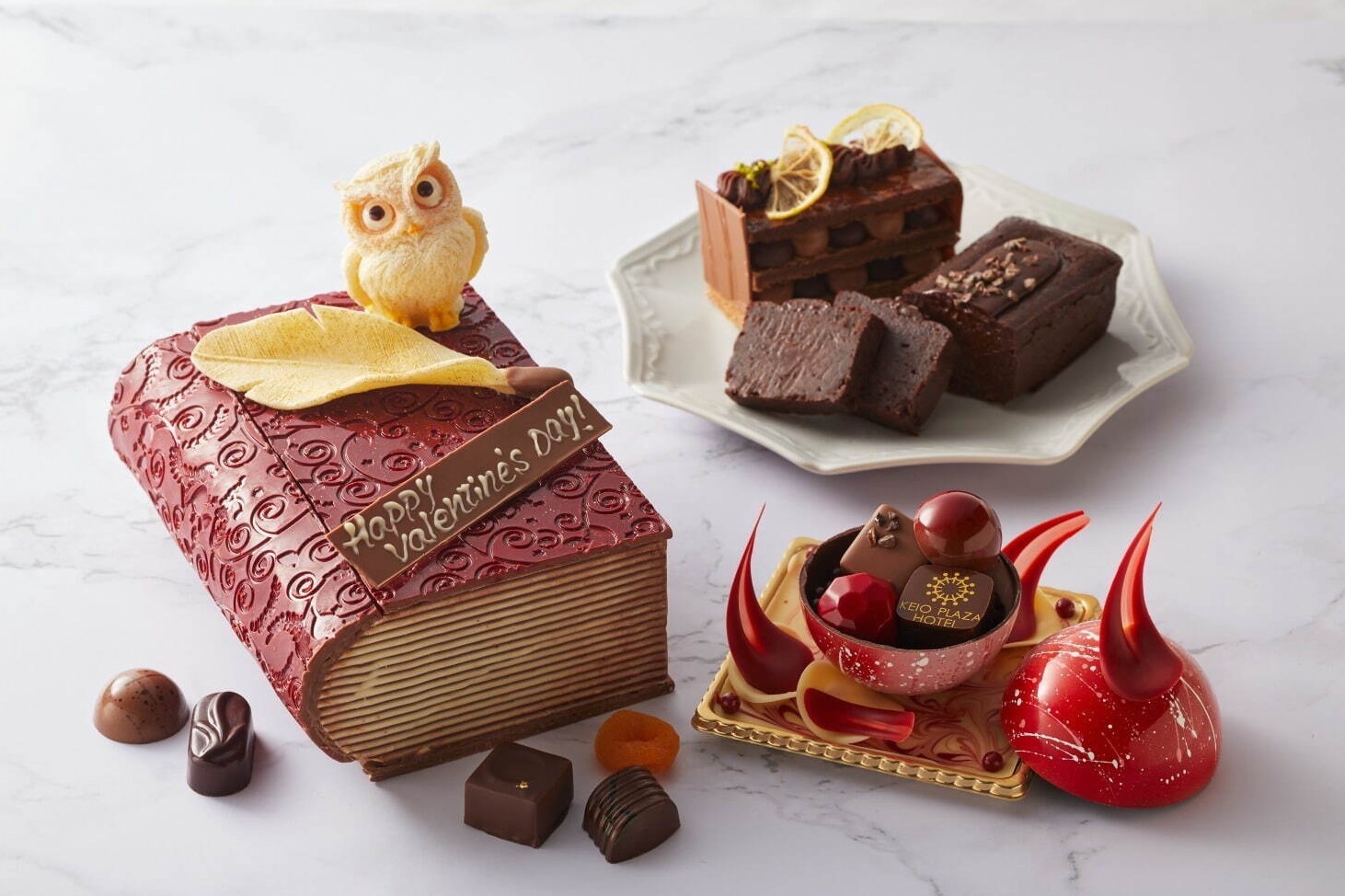 地球モチーフ｜京王プラザホテル24年バレンタイン＆ホワイトデー、アンティークな本型チョコなど“お茶ショコラ”と共に