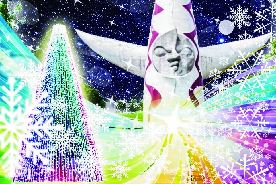 ご当地グルメ｜万博記念公園で冬限定「イルミナイト万博」太陽の塔が幻想的ライトアップ＆巨大電飾ツリーも