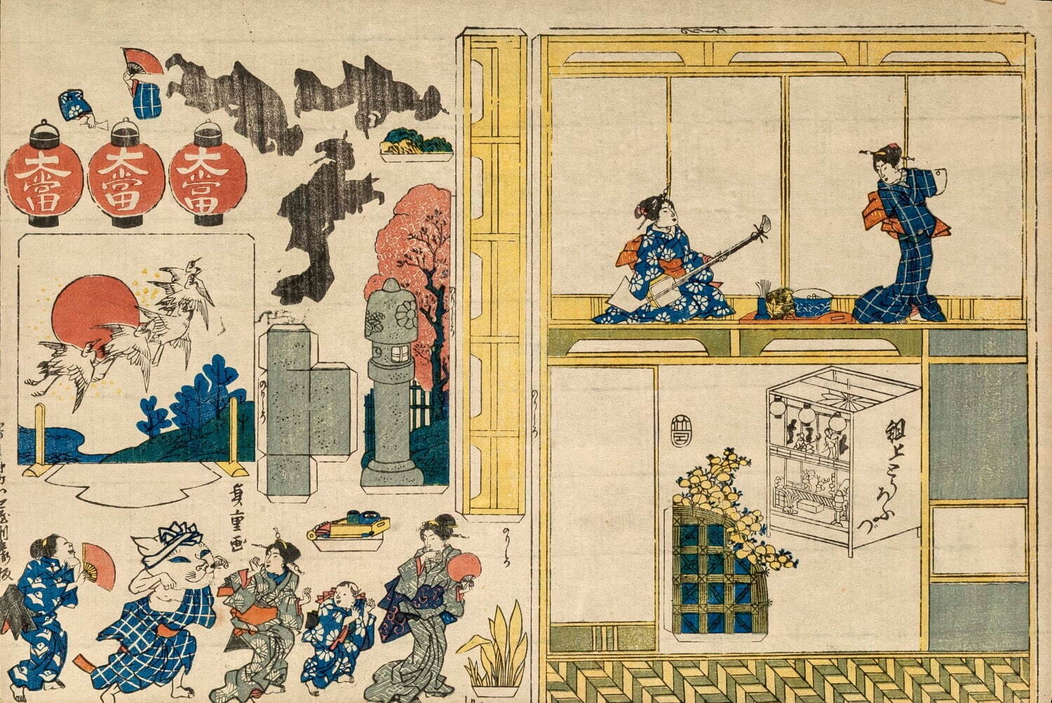 子ども向けの浮世絵”おもちゃ絵の展覧会がたばこと塩の博物館で