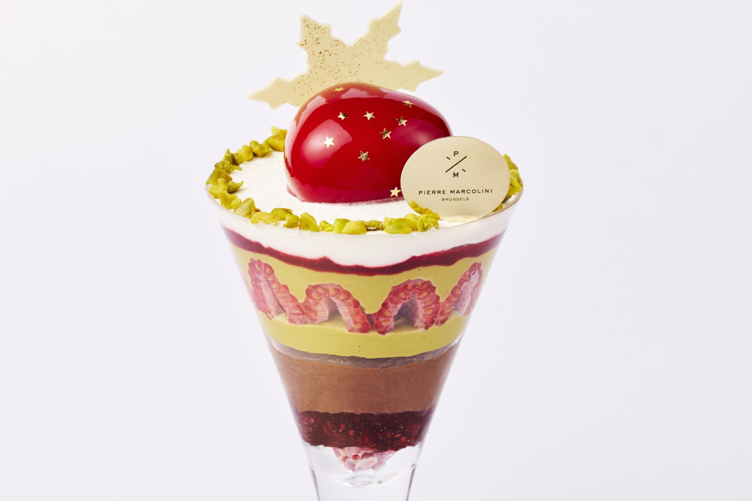 ピエール マルコリーニのクリスマス限定カフェメニュー、チョコ×ピスタチオのパフェや“ハート形”ケーキ