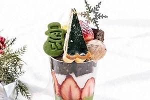 茶寮都路里 京都伊勢丹店のクリスマスパフェ、“ツリー風”タルト＆スノーマン型抹茶クッキー | 祇園辻利