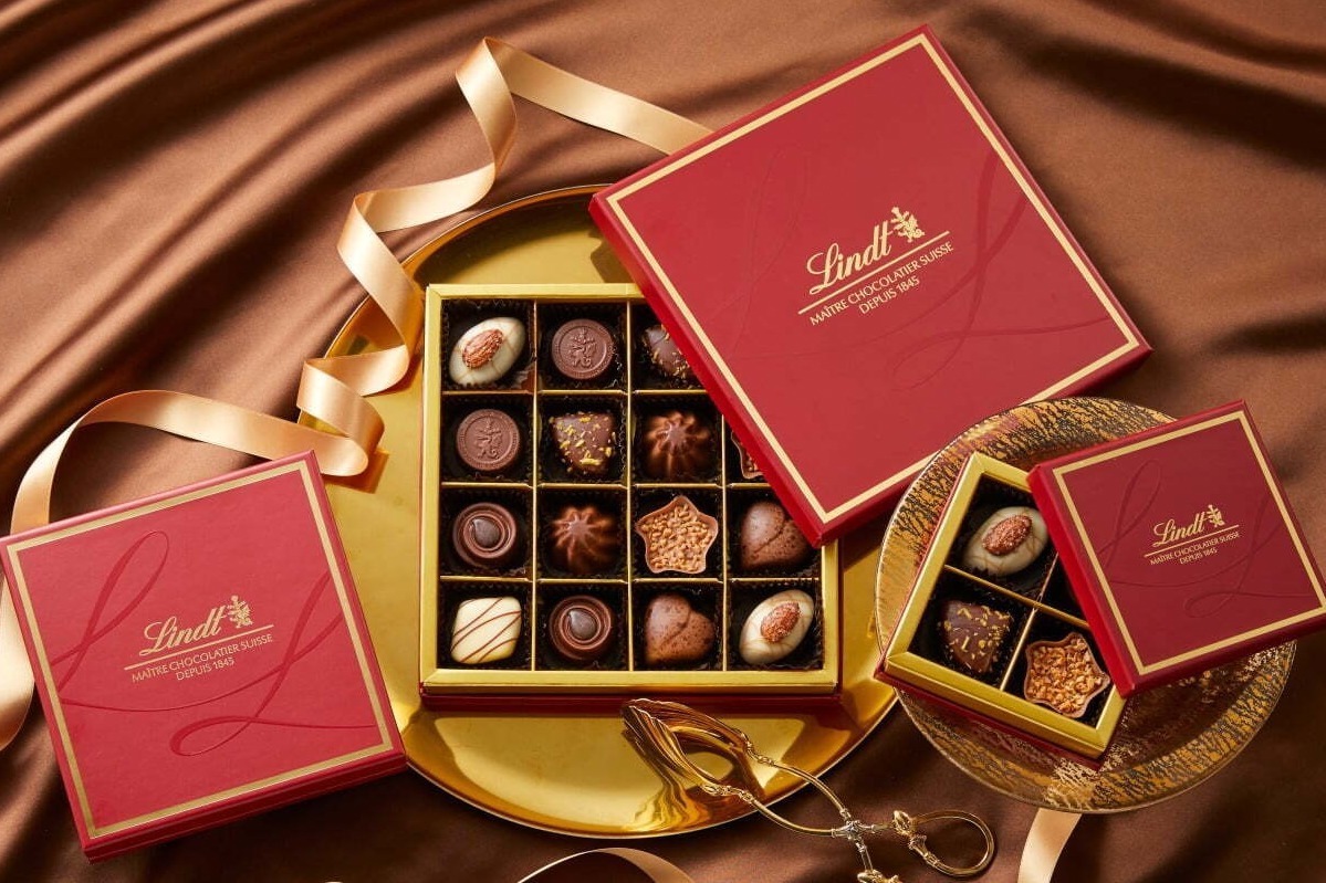 リンツ日本限定プラリネショコラ、“カリカリ”食感のキャラメルアーモンドや上質カカオのボンボンなど