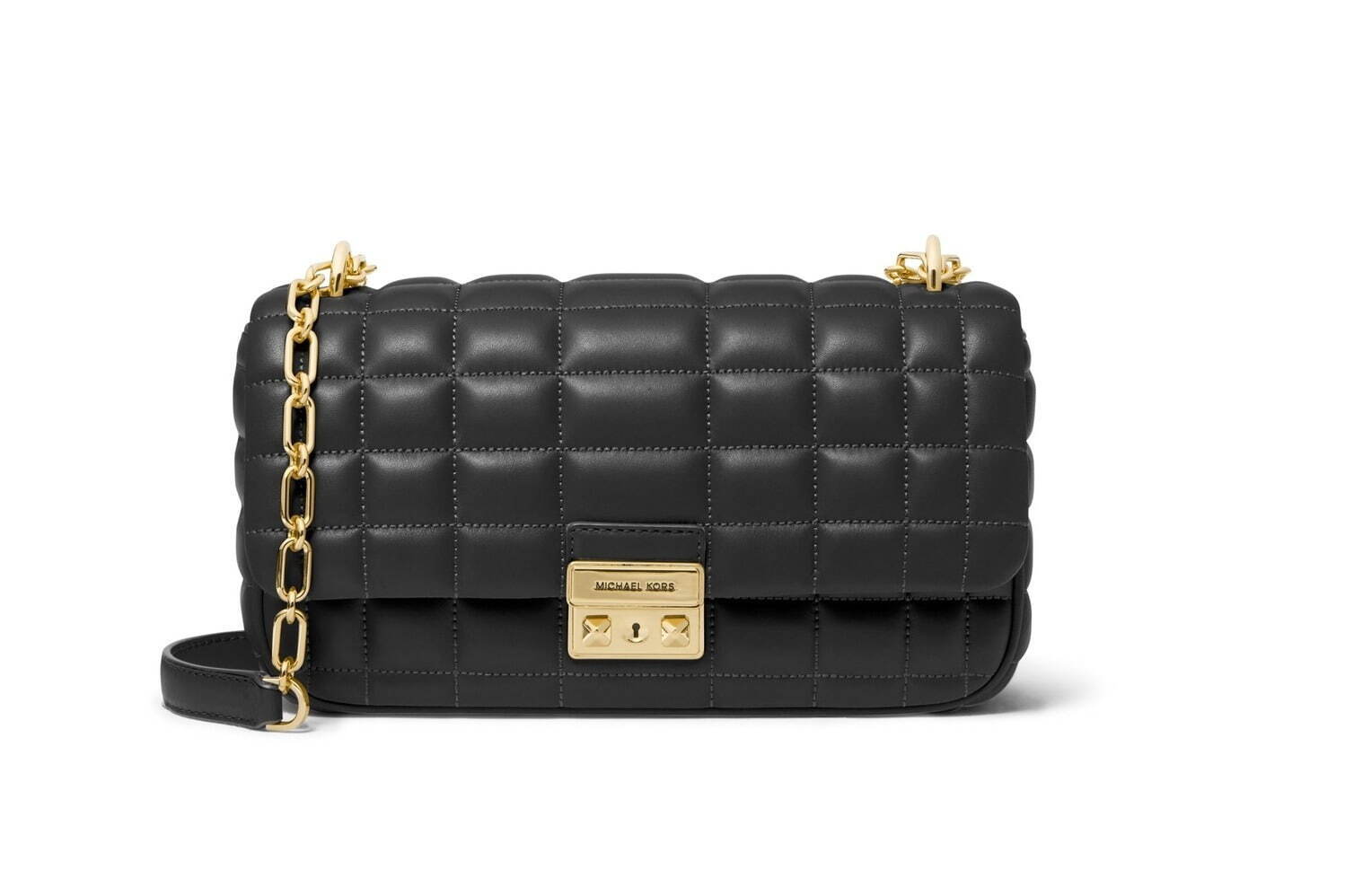 マイケル・コース「トライベッカ」バッグ、キルティングのラムレザー×チェーンストラップ