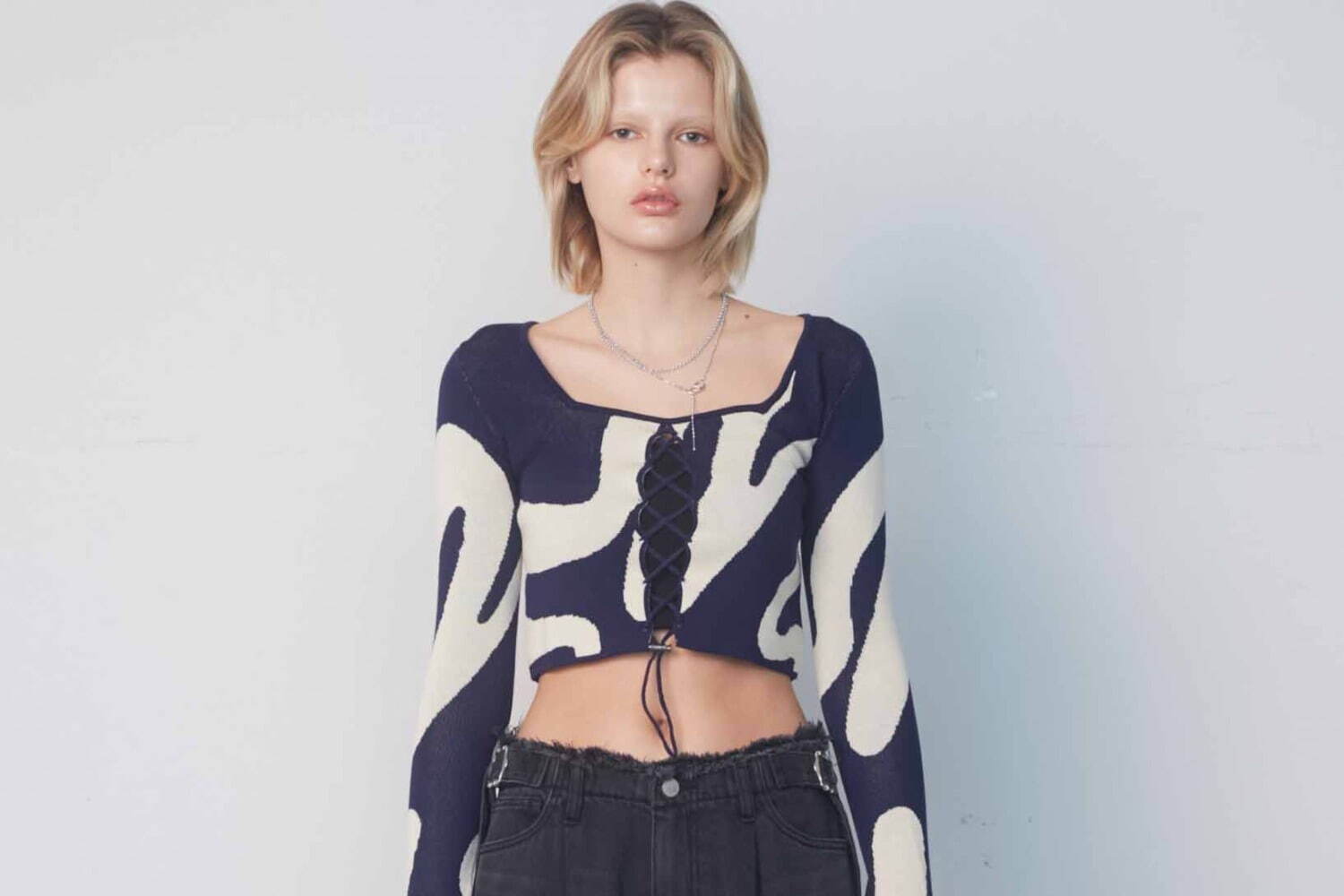 HYKEハイク ROPE NET CROPPED 曲がっ TOP ロープネットトップ