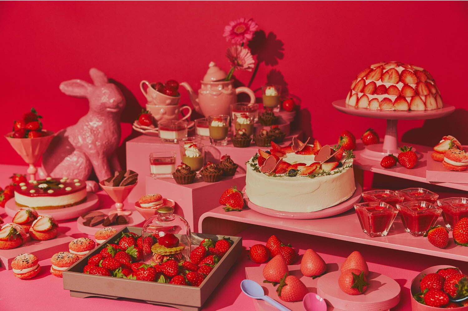 シフォンケーキ｜京都センチュリーホテルの苺スイーツビュッフェ、贅沢なドーム型苺ケーキやブランド苺の食べ比べなど