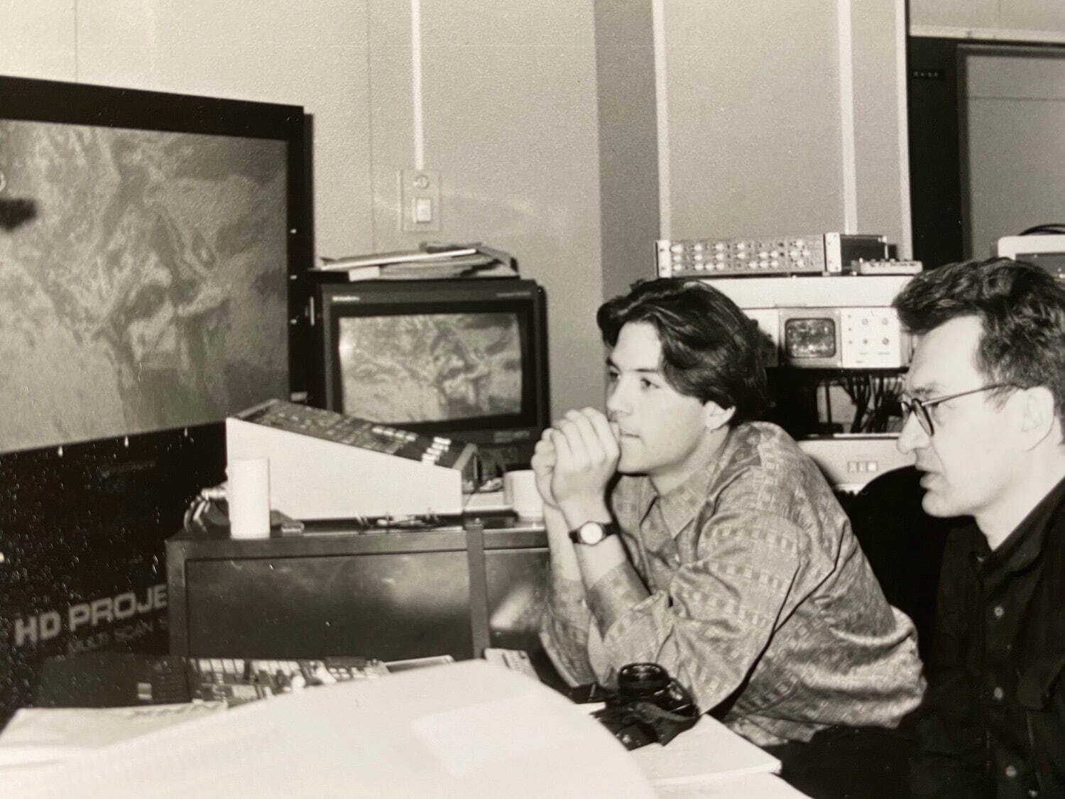 NHK編集室で「夢のシークエンス」を制作するヴィム・ヴェンダースとショーン・ノートン
1992年 撮影：御影雅良
