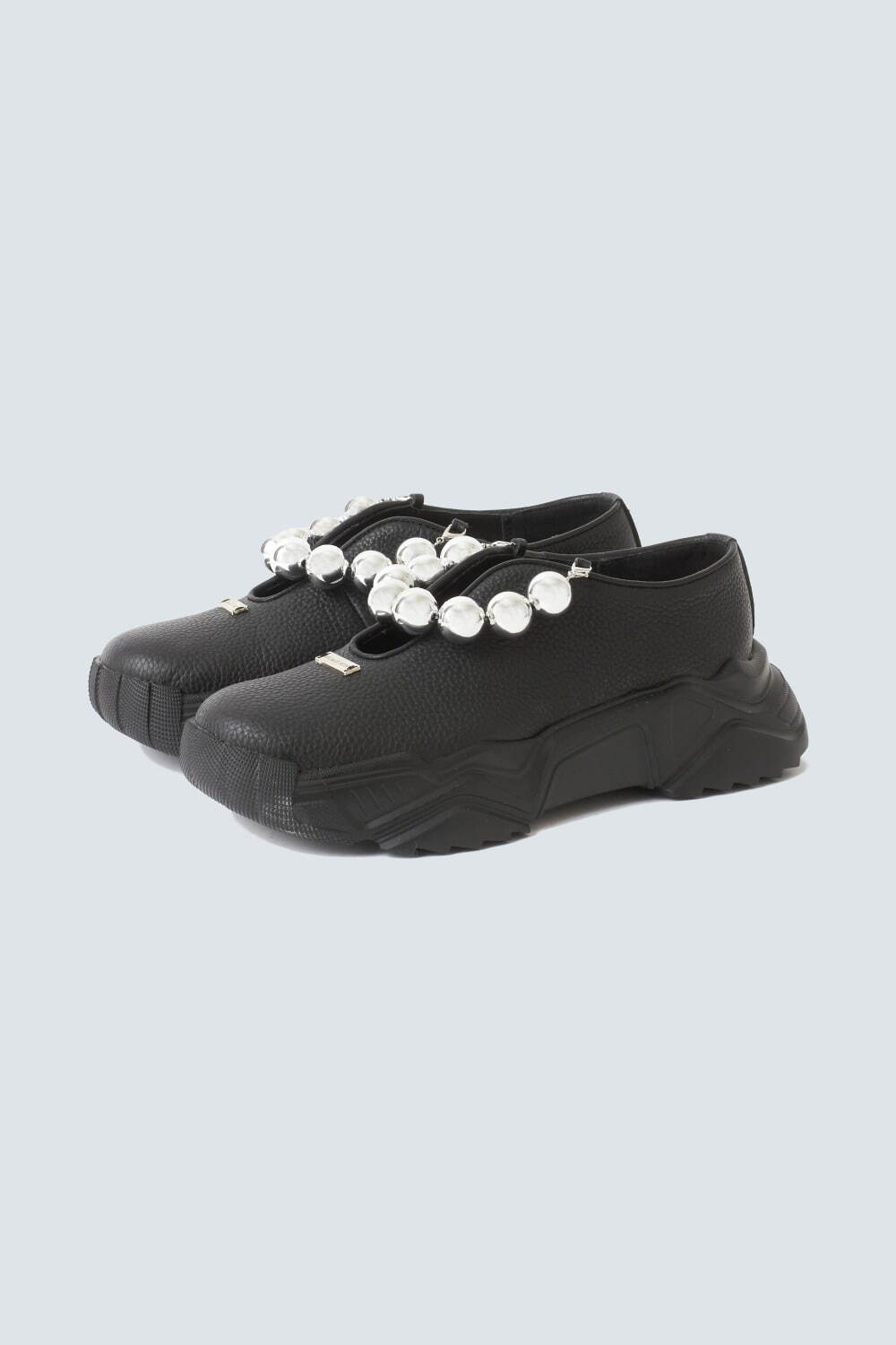 靴 MIKAGE SHIN Chain Slit Airy Shoes-Ball ミカゲ シンの厚底シューズ - シルバーボールを連ねたチェーン