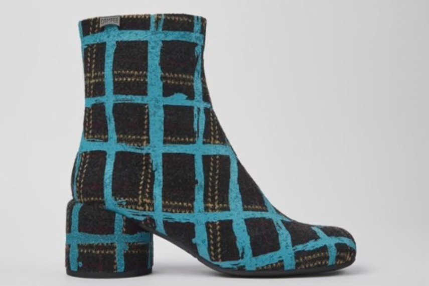 ショートブーツ｜カンペール23年冬ウィメンズブーツ「ニキ」“大胆チェック柄ペイント”を施したアンクルブーツなど