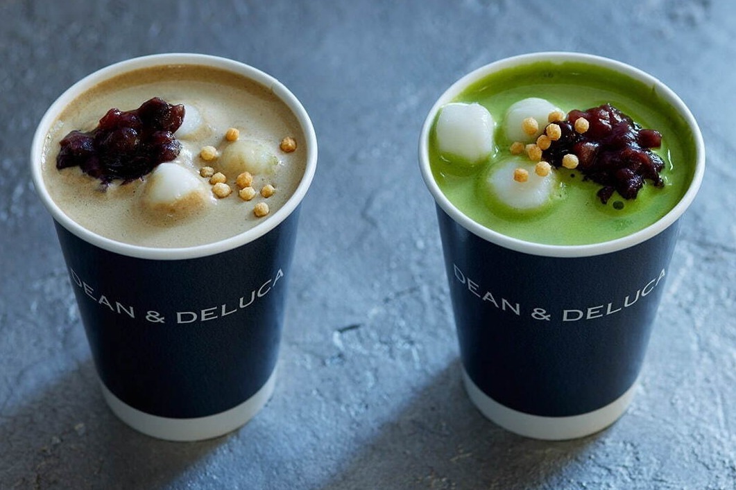 ディーン＆デルーカの抹茶＆ほうじ茶ラテの「おしるこ」白玉や小豆をトッピング