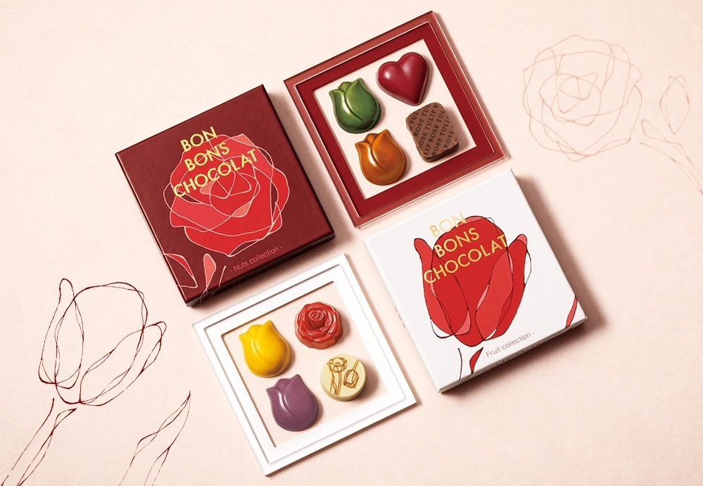 TOKYOチューリップローズのバレンタイン限定ボンボンショコラ、フルーツ＆ナッツの2種類で｜写真1