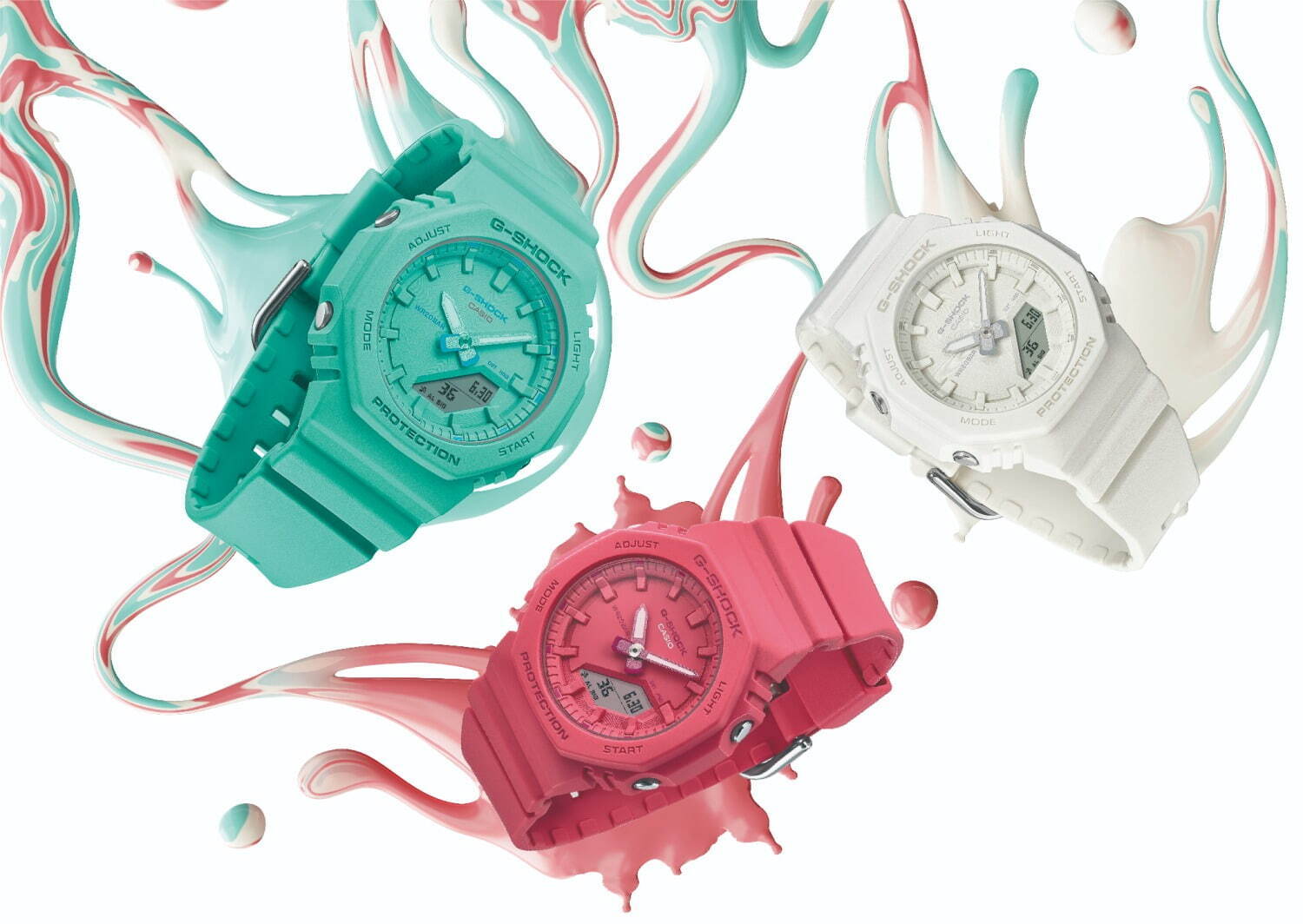 G-SHOCK“八角形”ユニセックスウオッチ、ターコイズブルーなど鮮やかワントーンカラー｜写真1