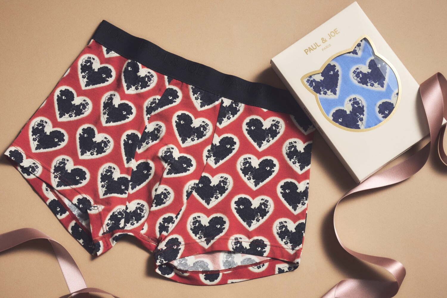 ポール & ジョー24年バレンタイン、"フラワープリント×ハート柄”のメンズアンダーウェア