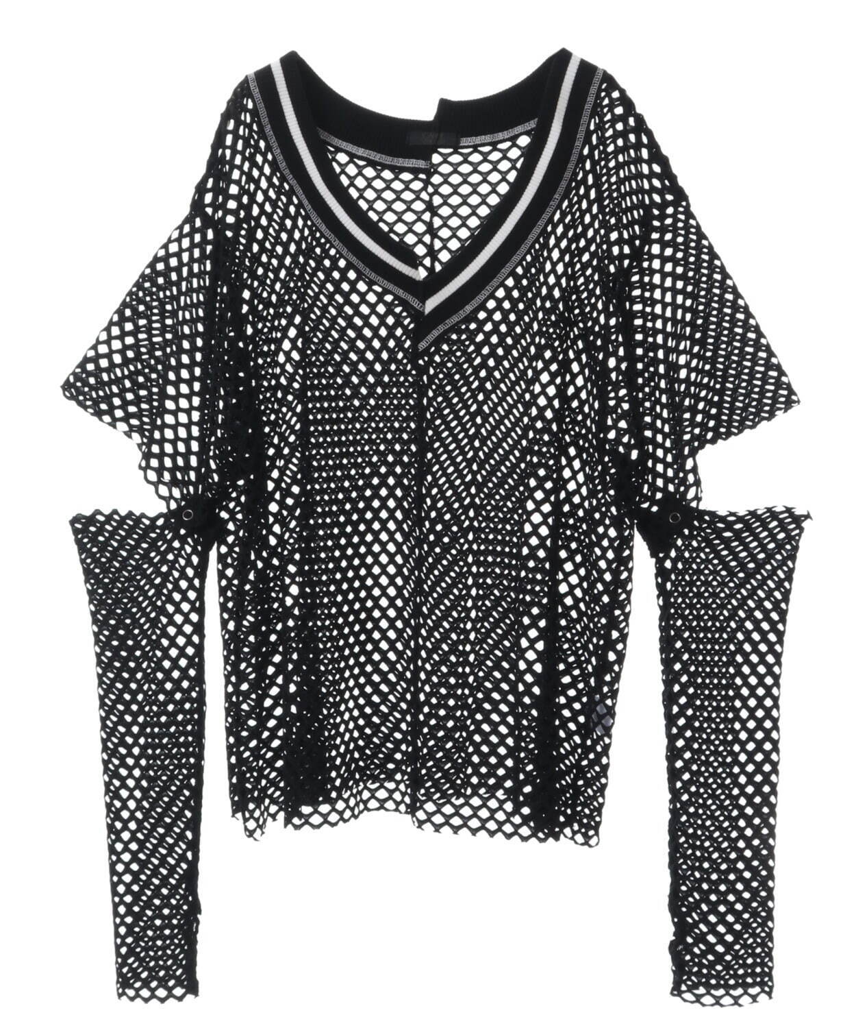 CUT OFF SLEEVE MESH TOPS 16,500円