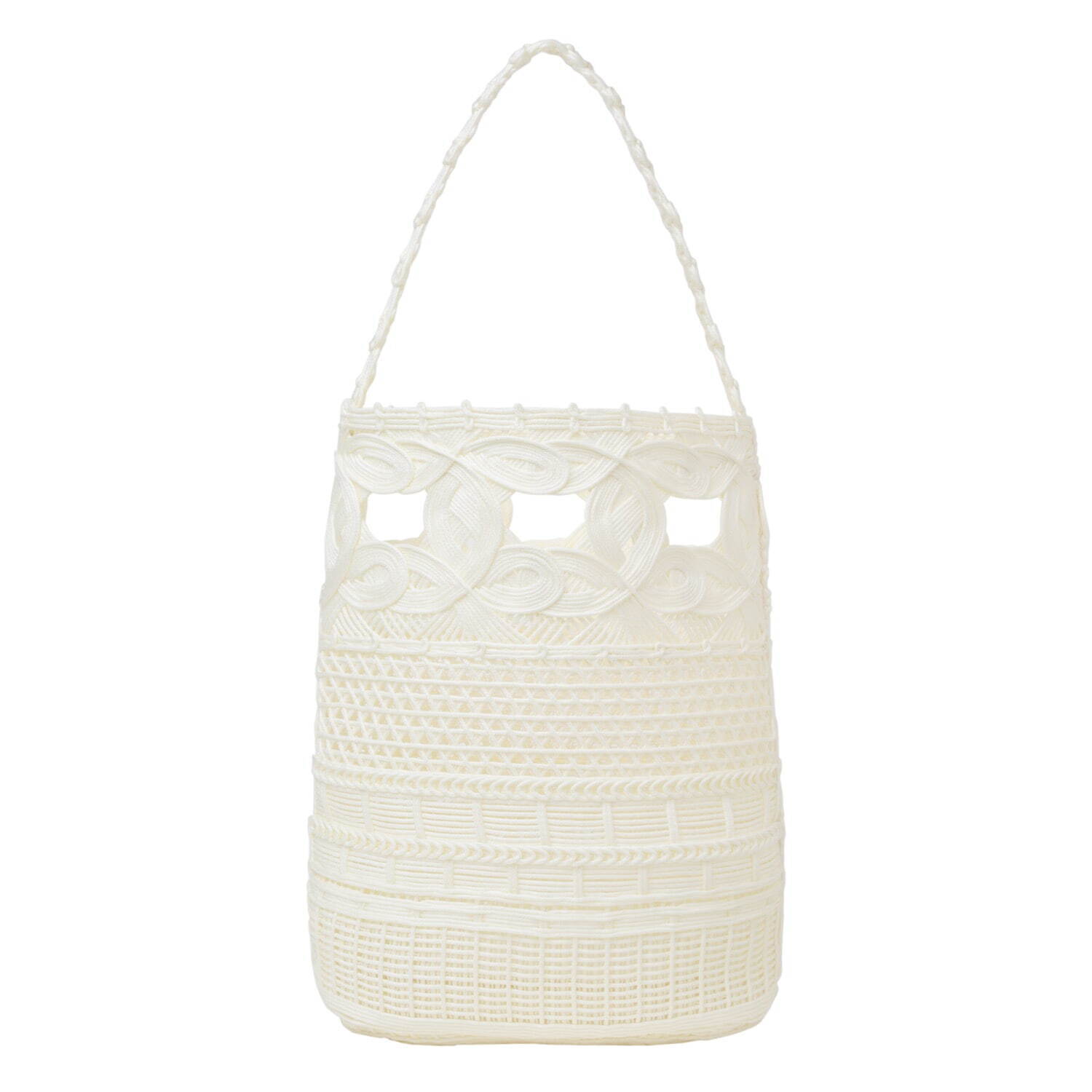 Cord Embroidery “Hanakago” Hand Bag (WHITE) 99,000円