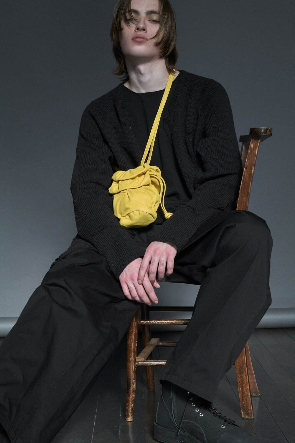 Yohji Yamamoto ANANAS petit 巾着 バッグ レザー 軽い ANANAS petit(FREE SIZE Beige): discord Yohji Yamamoto｜THE