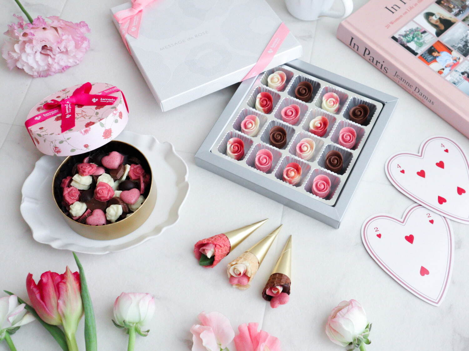 花屋が作る“バラ型チョコ”にチューリップ着想の新作、24年バレンタイン＆ホワイトデー限定｜写真1