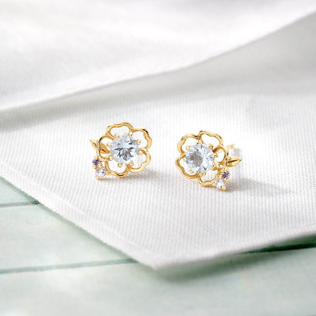 K10YG Pierced Earrings / Aquamarine / Topaz/ Iolite 37,400円