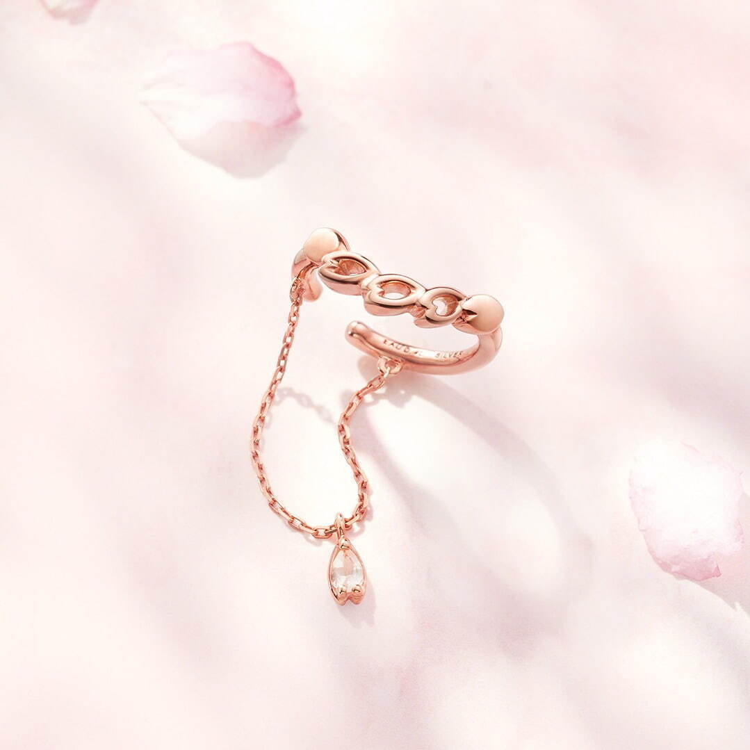 オデュース4℃春ジュエリー、ローズクォーツの桜舞うネックレス