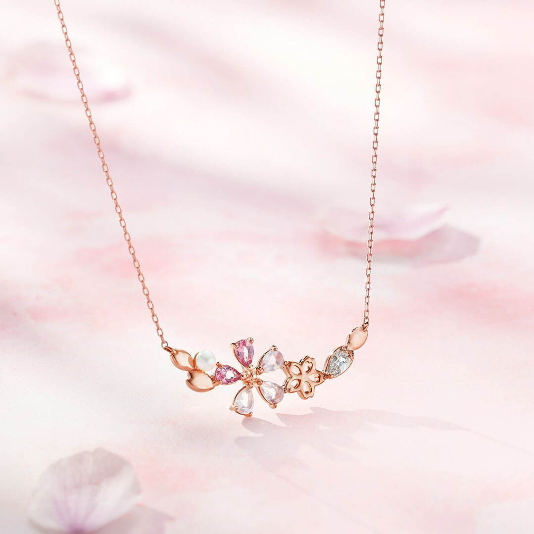 オデュース4℃春ジュエリー、ローズクォーツの桜舞うネックレス＆アメシスト煌めく“スミレ”リング｜写真4