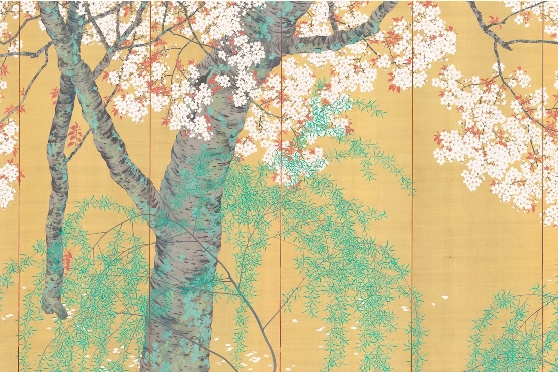 泉屋博古館東京「ライトアップ木島櫻谷」泉屋博古館東京で - 大画面の金屏風「四季連作屏風」