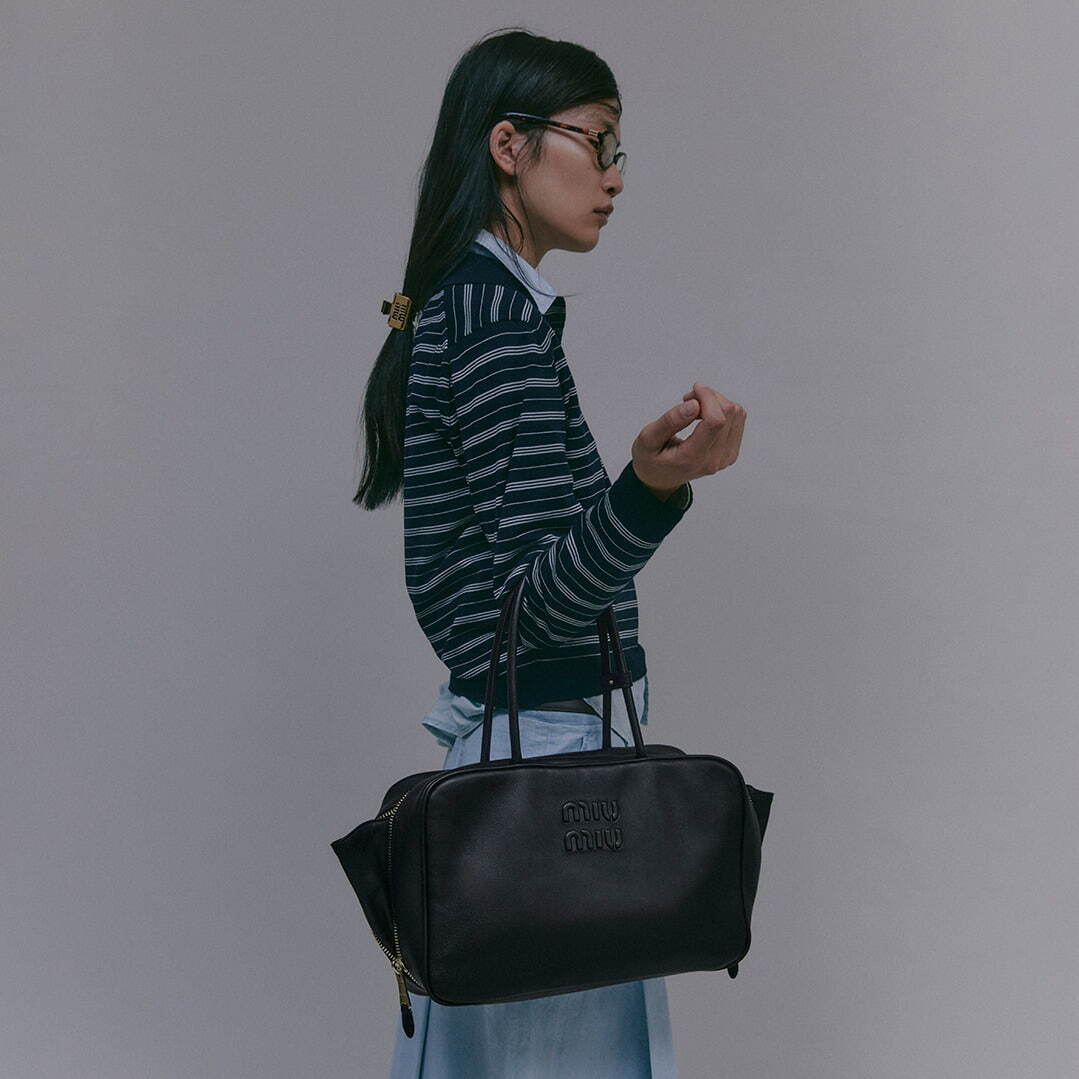 エレガント♪【MiuMiu】アイビー キャンバスxレザー バッグ ナチュラル Ivy キャンバスxレザー バッグ | Miu Miu