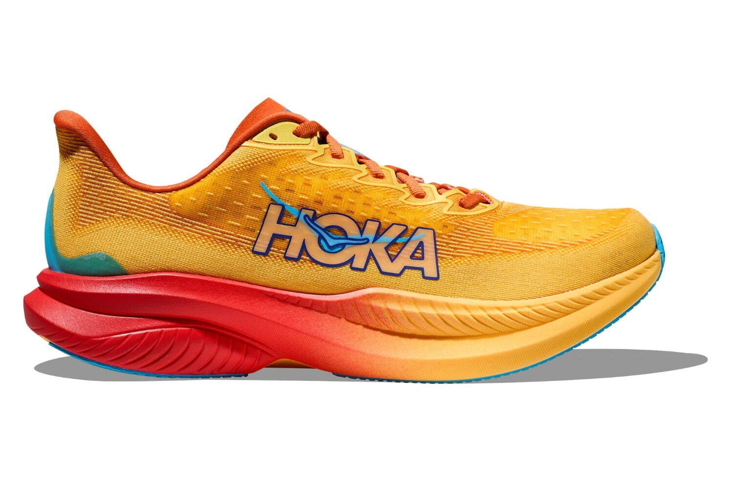 HOKA ランニングシューズ オレンジと赤のグラデーション