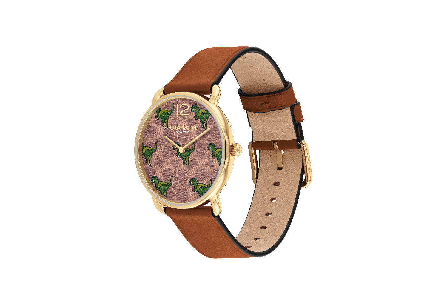 コーチ“恐竜のレキシー”主役の腕時計、ポップな総柄デザインに上品なゴールドケースを合わせて｜写真5