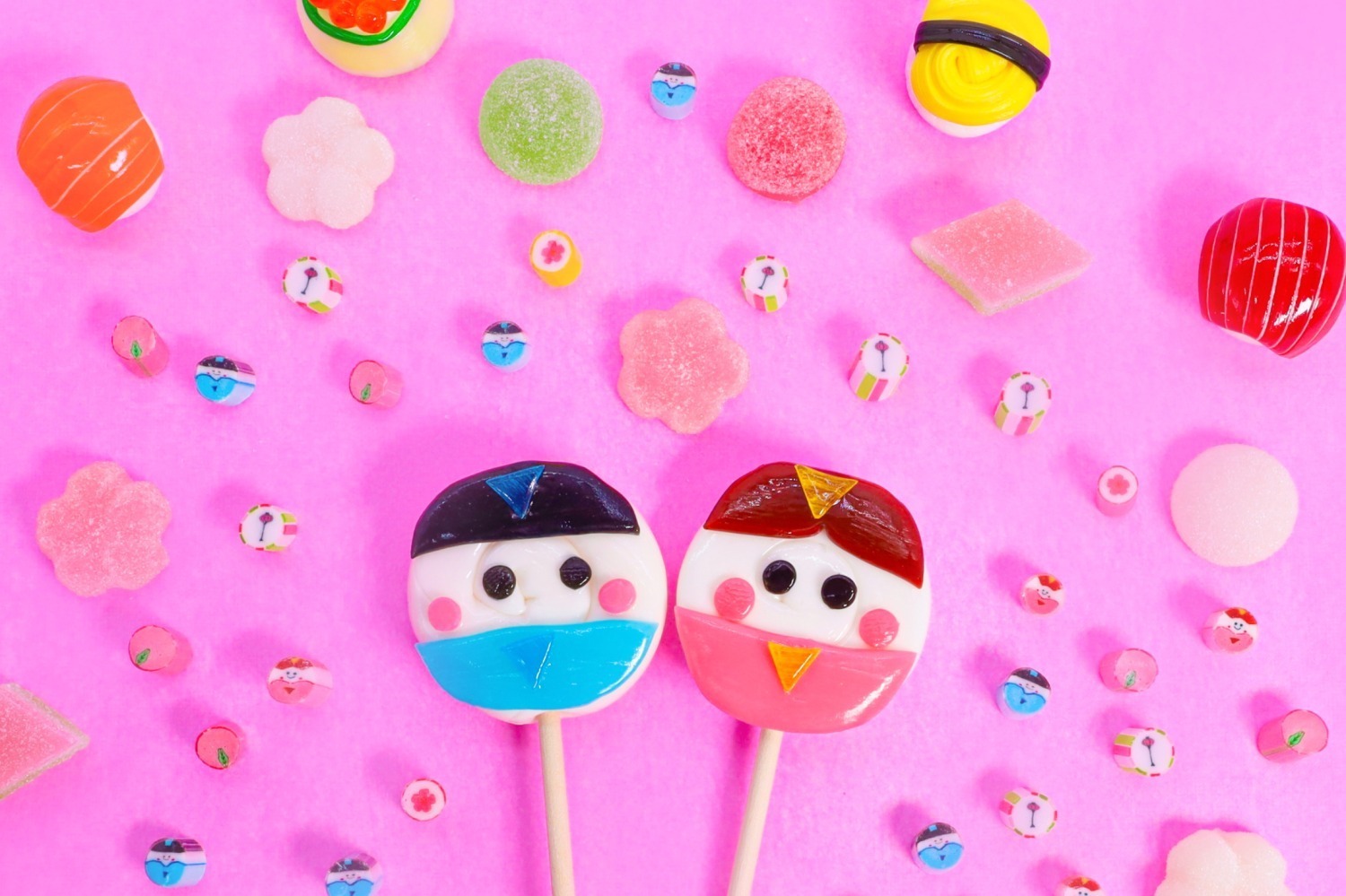 ロリポップキャンディー｜パパブブレ「ひな祭り」デザインの限定菓子、“まるで手まり寿司”なキャンディ＆お雛様ロリポップなど
