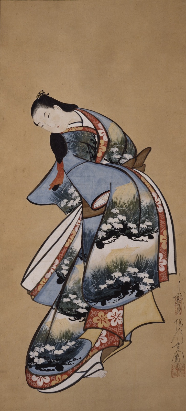 【 江戸期美人画 】　日本画　肉筆浮世絵　蔵出し書画 江戸期美人画 】 日本画 肉筆浮世絵 蔵出し書画