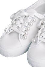 ミュベール × スペルガ初コラボ - パール＆チェーンのオールホワイトスニーカー、サテンの靴紐で｜写真5