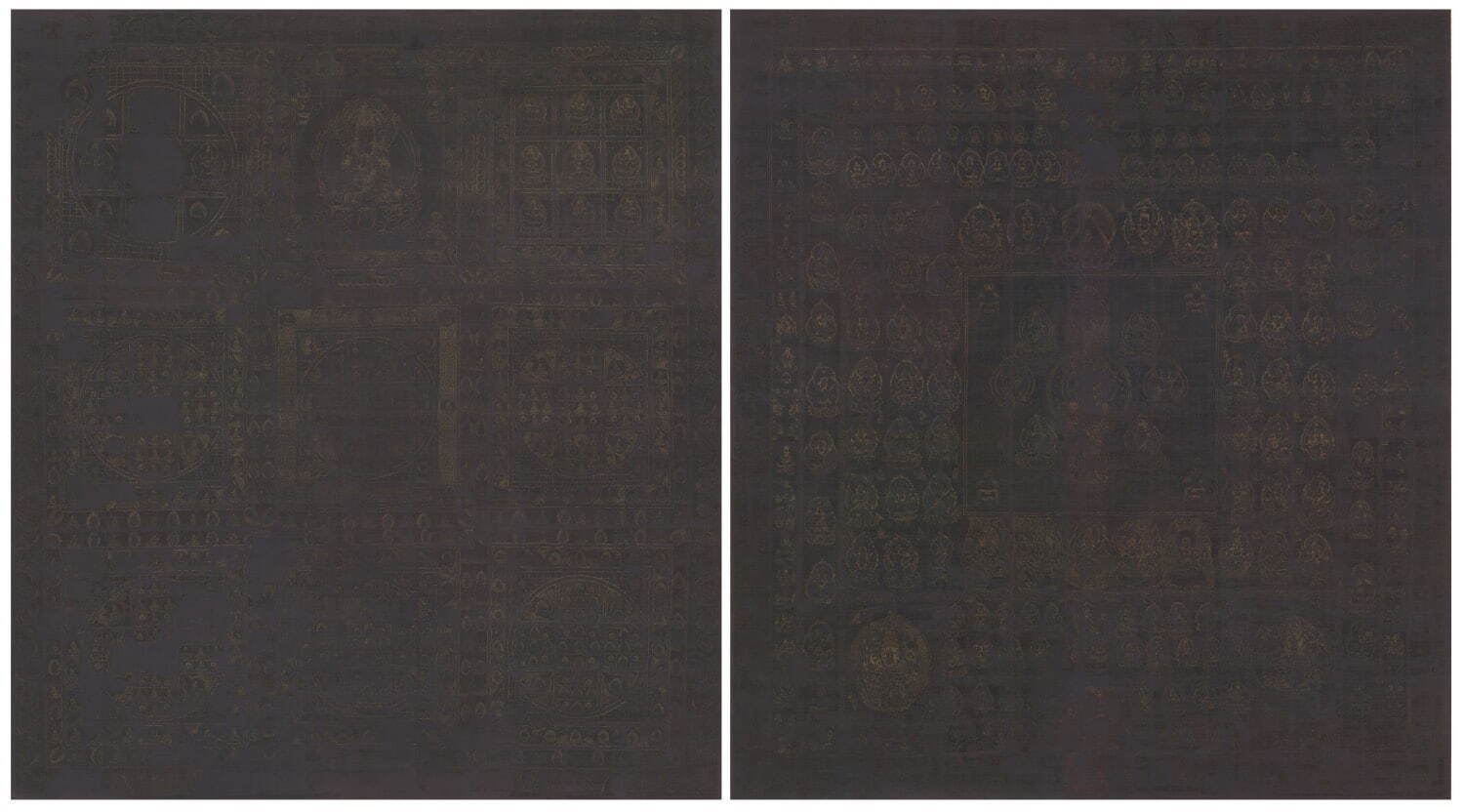 国宝 《両界曼荼羅(高雄曼荼羅)》 平安時代 9世紀
京都・神護寺蔵 ［金剛界：後期展示、胎蔵界：前期展示］