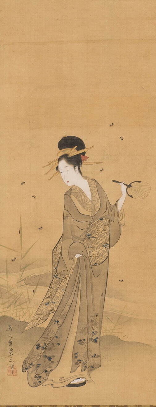 鳥文斎栄之 《蛍狩美人図》 18世紀 福田美術館蔵
［嵯峨嵐山文華館・後期展示］