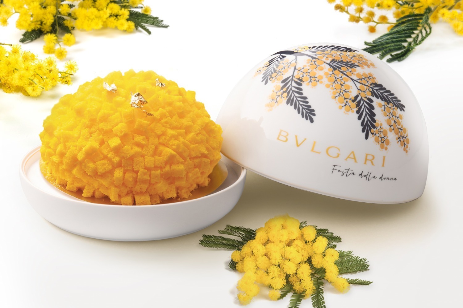 “黄金のミモザ咲き誇る”限定ケーキ「ミモザケーキ」が24年も再び、ブルガリのリストランテから