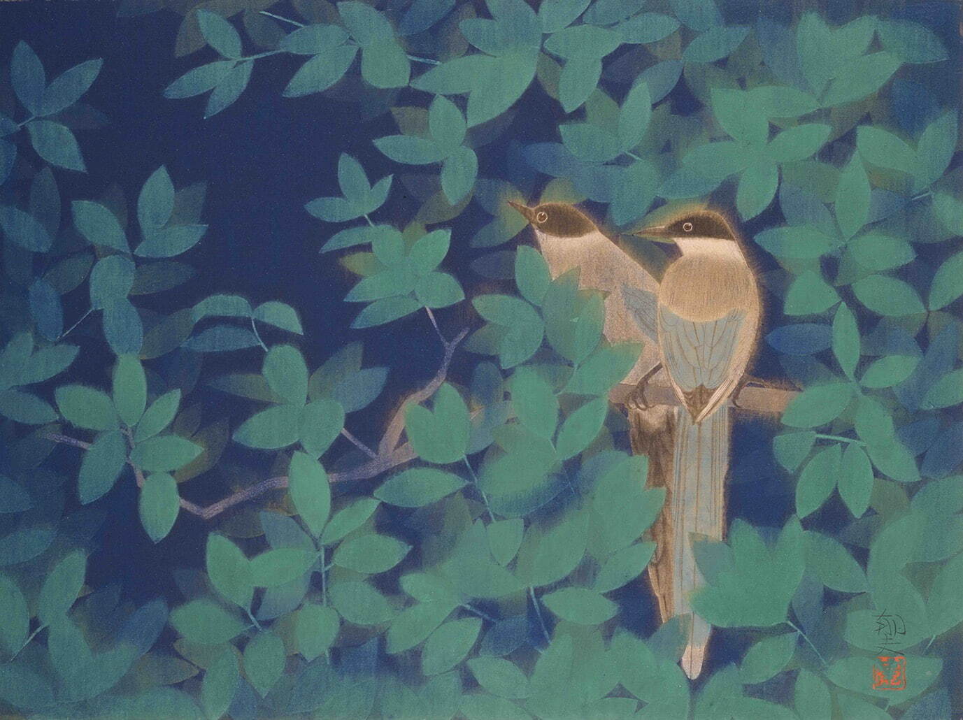 平山郁夫 《尾長鳥》 1971年