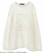 キャンディ ストリッパー×ハローキティ、アップリケ刺繍のメッシュトップス＆配色ライン入りトラックパンツ｜写真1