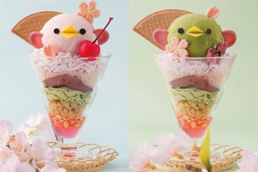 ぴよりん｜名古屋「さくらぴよりんサンデー」桜餡＆もちもち求肥の桜パフェ、抹茶アイスの“葉桜”パフェも