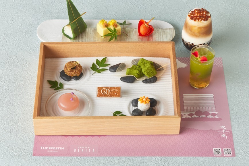 高級紅茶｜ウェスティンホテル横浜×鎌倉紅谷「クルミッ子」の和アフタヌーンティー、“枯山水”風の木箱にのせて