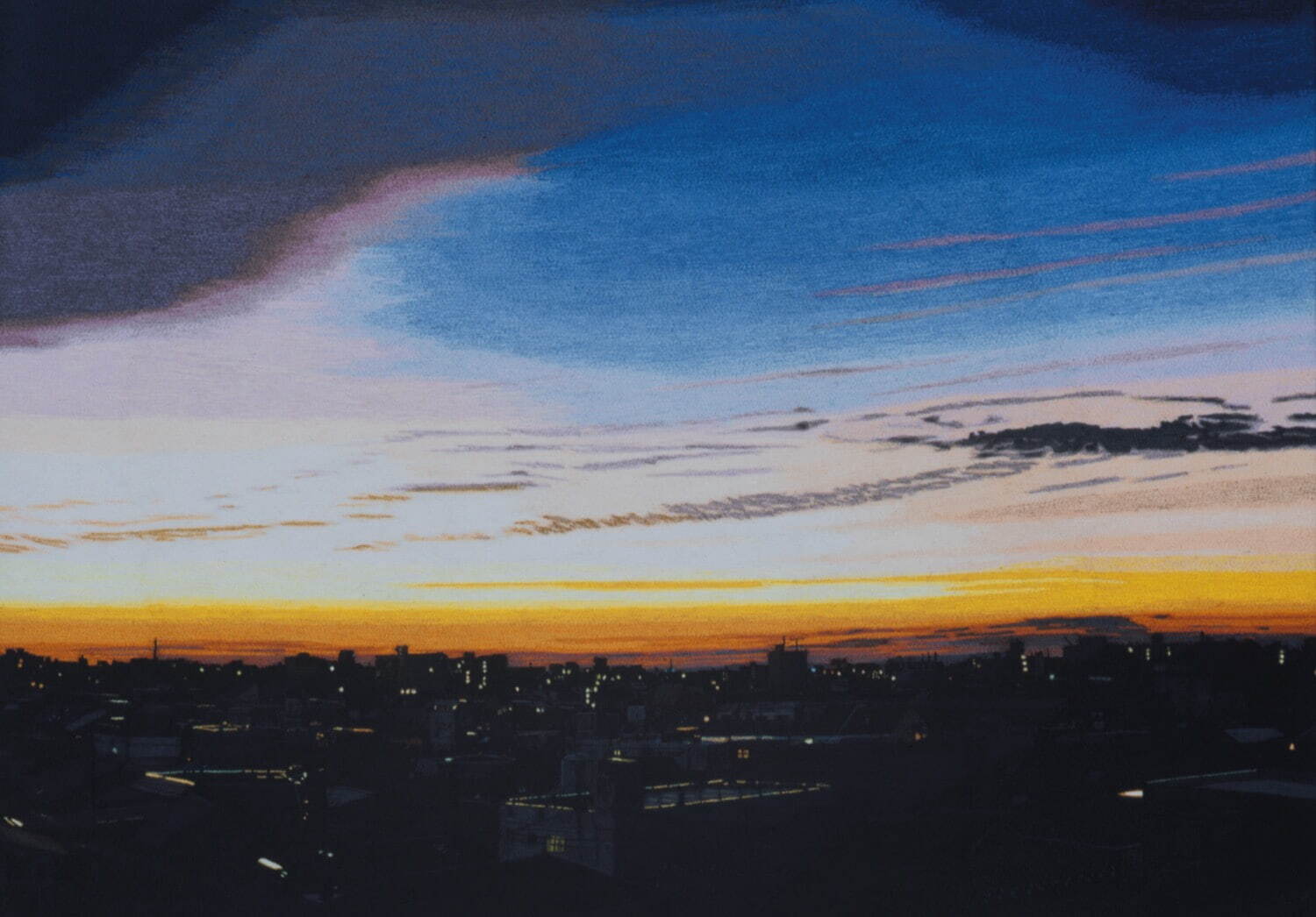 青山悟 《東京の朝》 2004年
ポリエステルに刺繍(コットン、ポリエステル糸) 中尾浩治蔵
撮影：宮島径 © AOYAMA Satoru, Courtesy of Mizuma Art Gallery