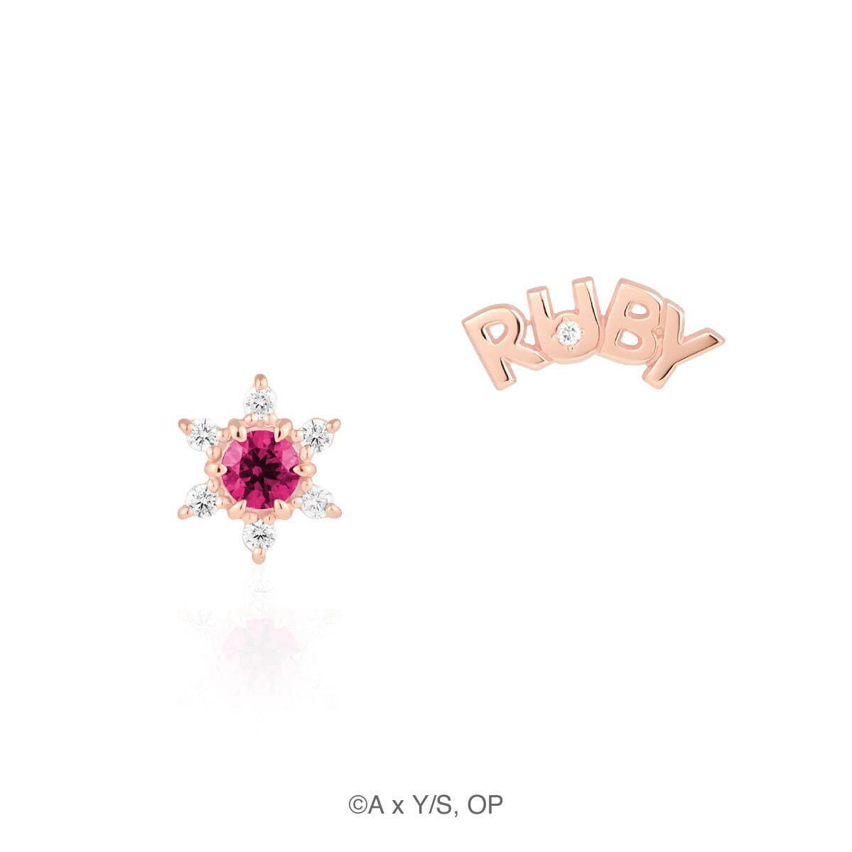 SV(PGc) Pierced earrings / Synthetic Ruby / CZ 14,300円